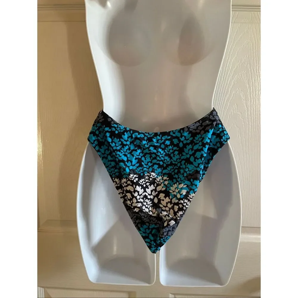 Icon Swim Medium One Piece Bikini Plunge Neck Halter Open Back Blue